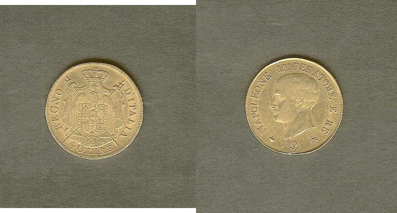 Italy Kingdom of Napoleon 40 lire 1808M VF+